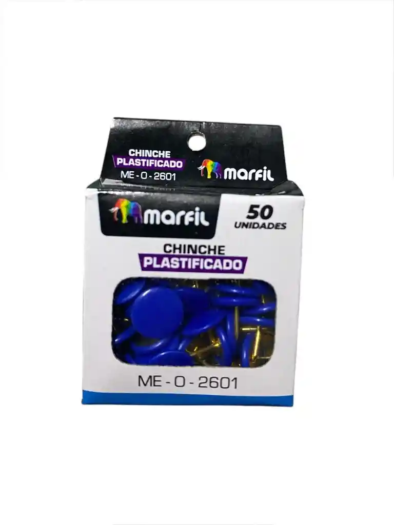 Chinche Plastificado Marfil Azul Caja X 50