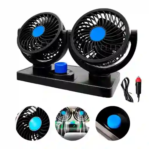 Ventilador Doble Para Carro Aire Fresco Silencioso Ajustable