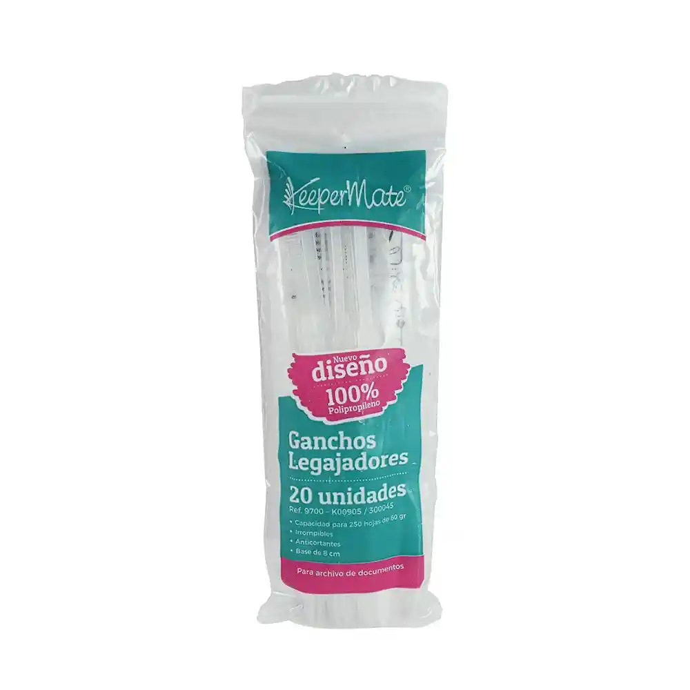 Gancho Legajador Plástico Para Archivar En 7 Y 8 Cm X 20 Unidades