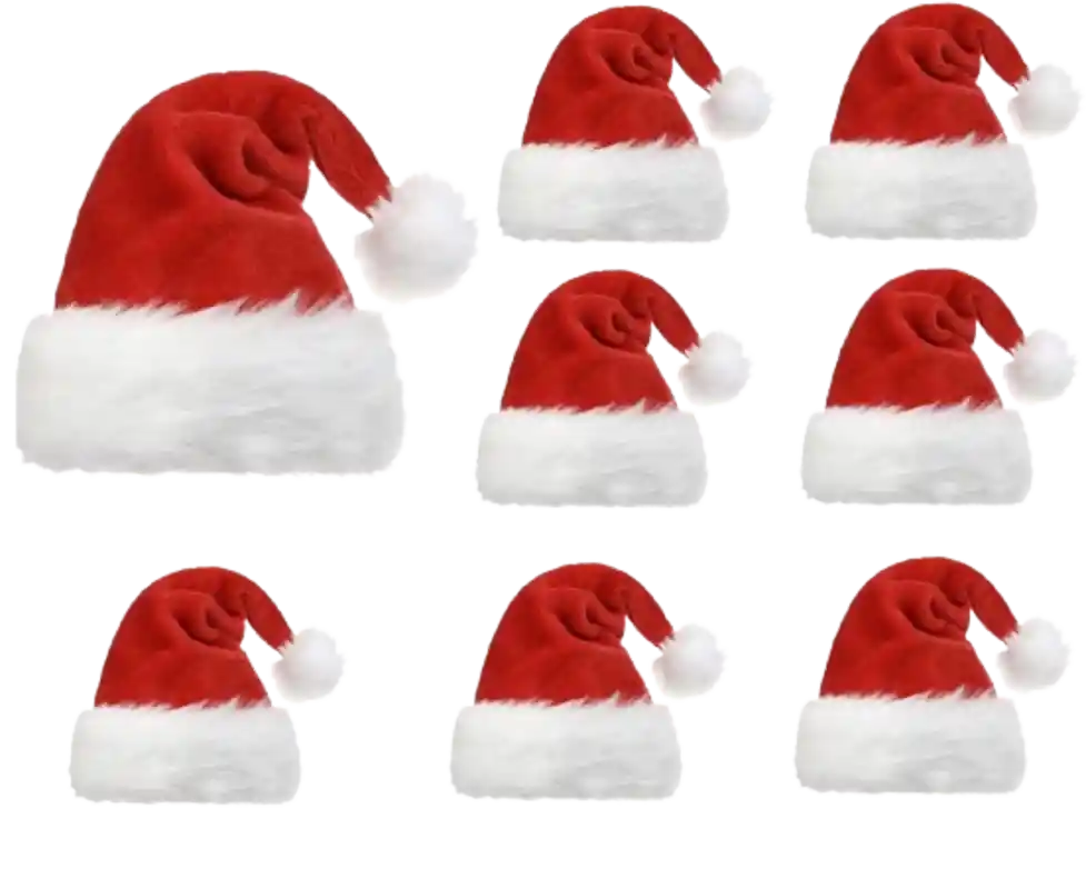 Gorro Felpa Terciopelo Navideño Navidad Rojo 45 Cm X3 Und