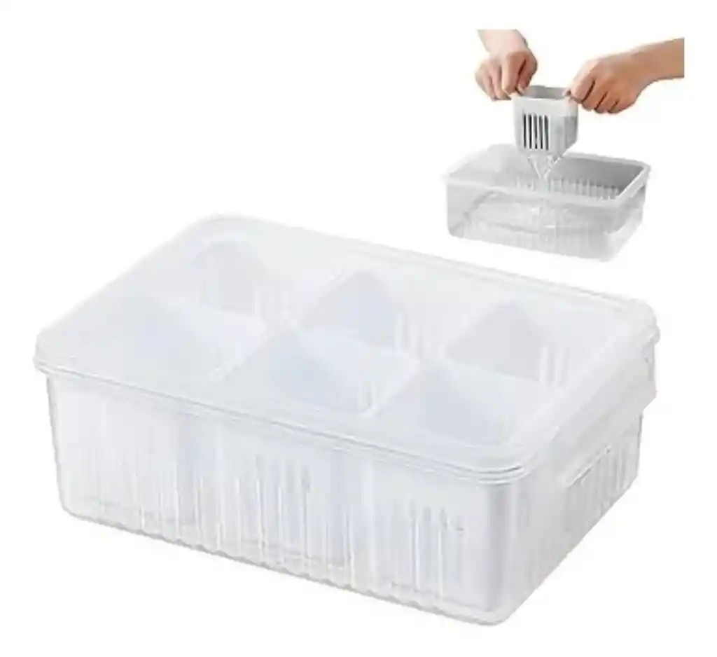 Recipiente Acrílico X6 Compartimentos Pequeño Contenedor Alimentos