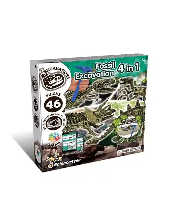 Excavacion Fosil 4 En 1 43 Piezas Glow In The Dark