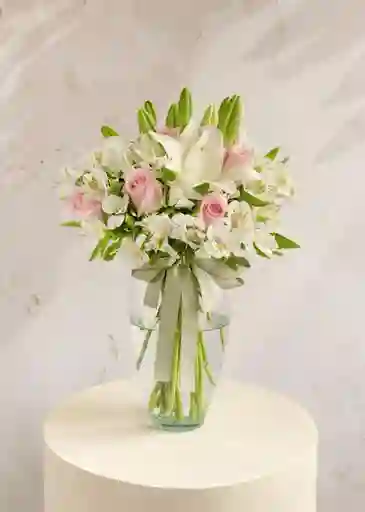 Jarron Blanco Y Rosado Encanto