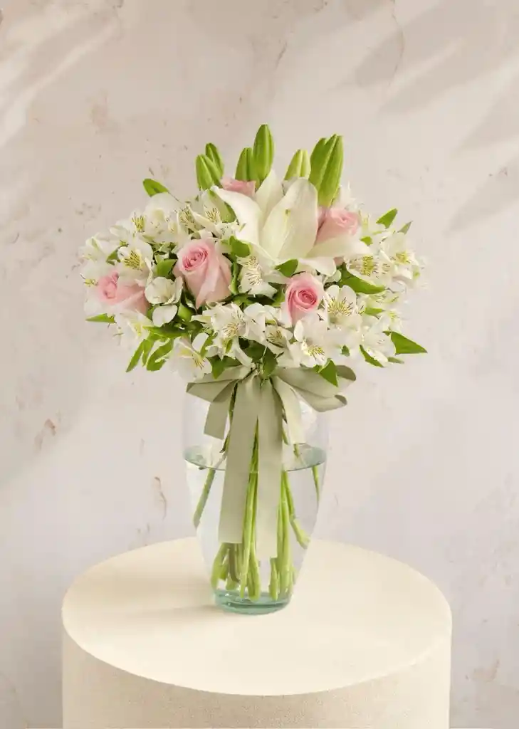 Jarron Blanco Y Rosado Encanto