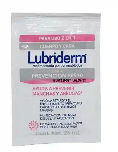 Lubriderm Crema Antisolar Fps 30 Sobre X 25 Ml