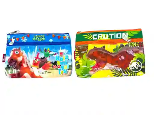 Cartuchera Para Niño 2 Bolsillos Diseños Surtidos Primavera