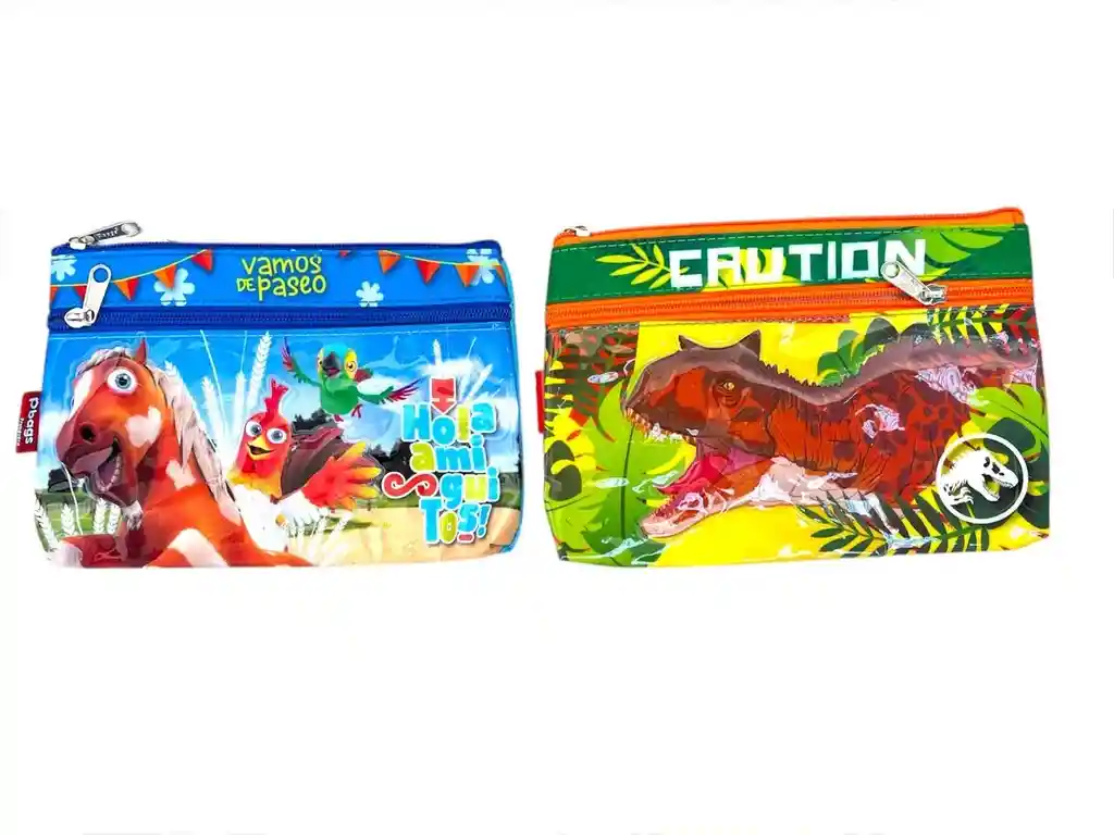 Cartuchera Para Niño 2 Bolsillos Diseños Surtidos Primavera