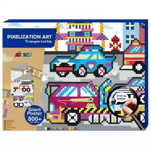 Arte Pixeles Transportes Poster Gigante Con 10.000 Pegatinas