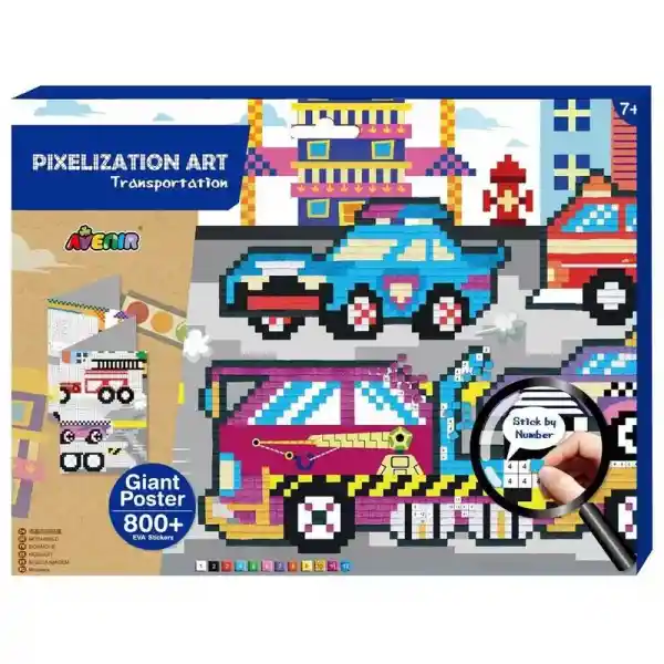 Arte Pixeles Transportes Poster Gigante Con 10.000 Pegatinas