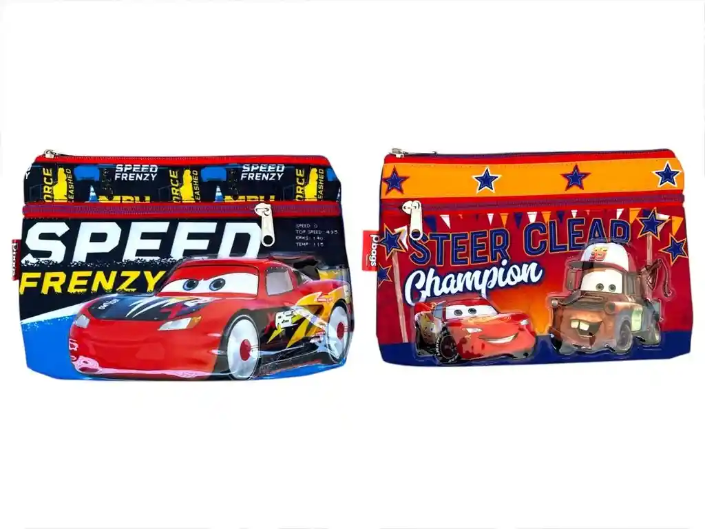 Cartuchera Para Niño 2 Bolsillos Cars Primavera