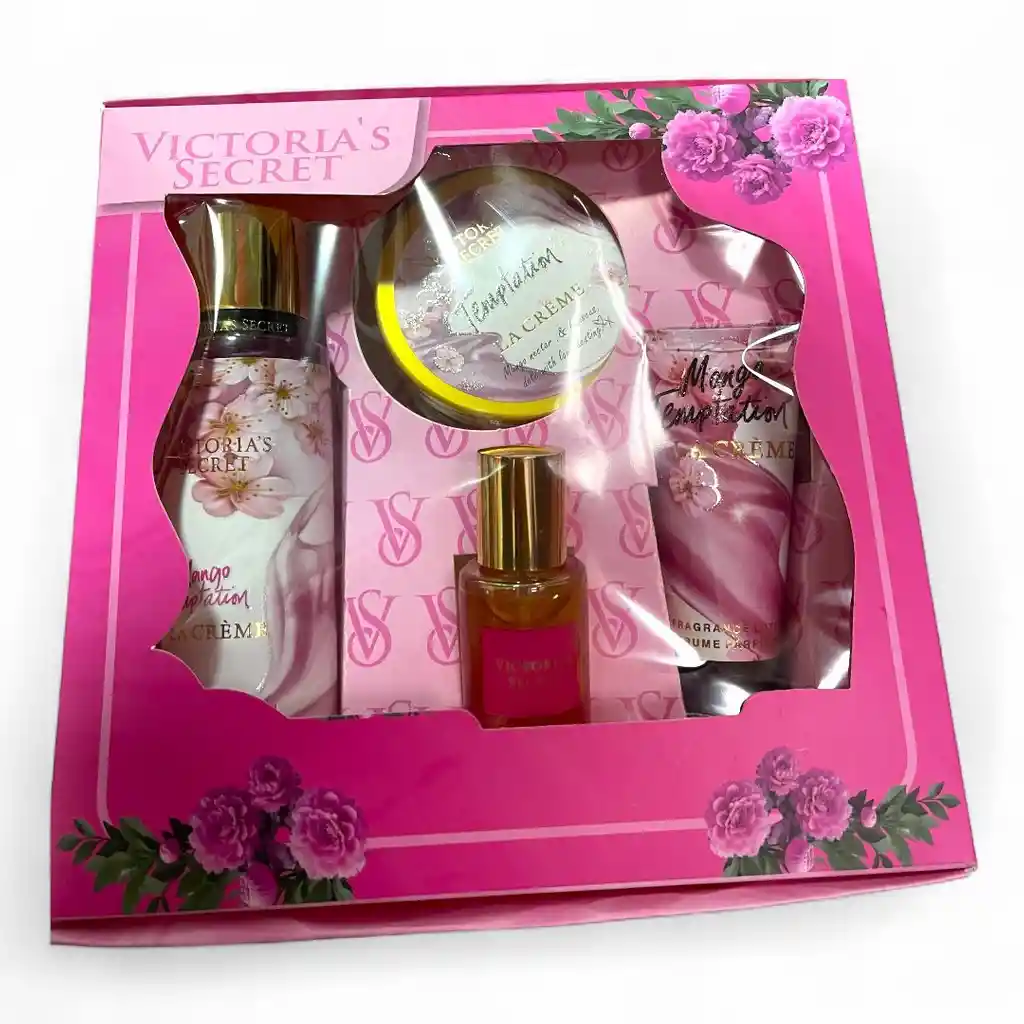 Estuche Victoria Secret 4 Piezas Crema Mantequilla Splash