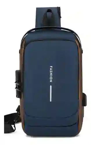Mochila Impermeable Antirrobo Jutang Para Hombre Con Carga Usb Oro Azul
