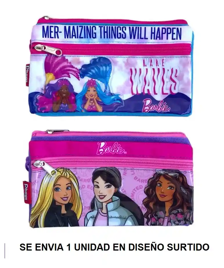 Cartuchera Para Niña 3 Bolsillos Barbie