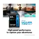 Tarjeta De Memoria Sd Lexar 800x Pro V30 4k 64gb 150mb/s