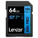 Tarjeta De Memoria Sd Lexar 800x Pro V30 4k 64gb 150mb/s