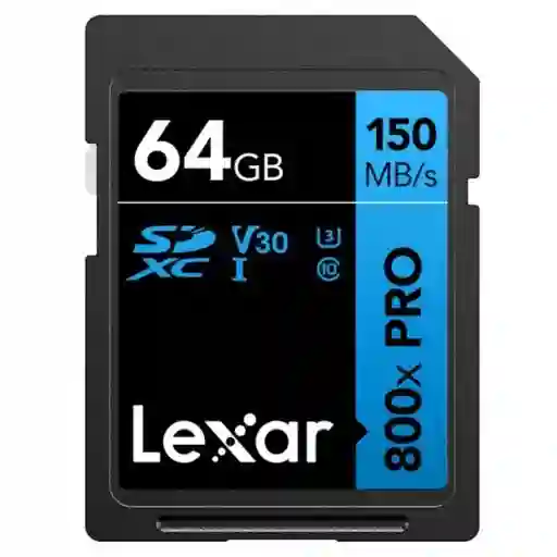 Tarjeta De Memoria Sd Lexar 800x Pro V30 4k 64gb 150mb/s