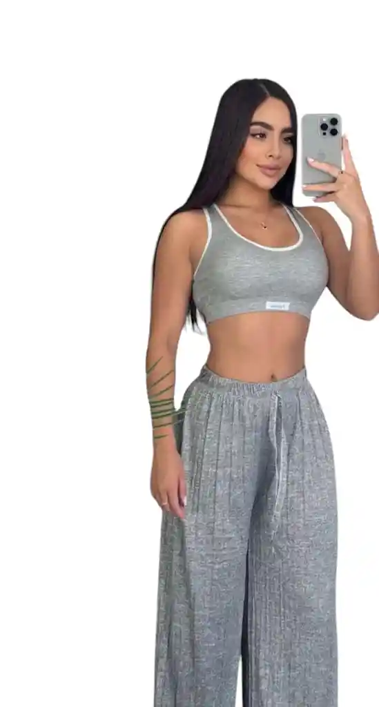 Pantalon Palazzo Jaspe Gris Claro Talla Unica