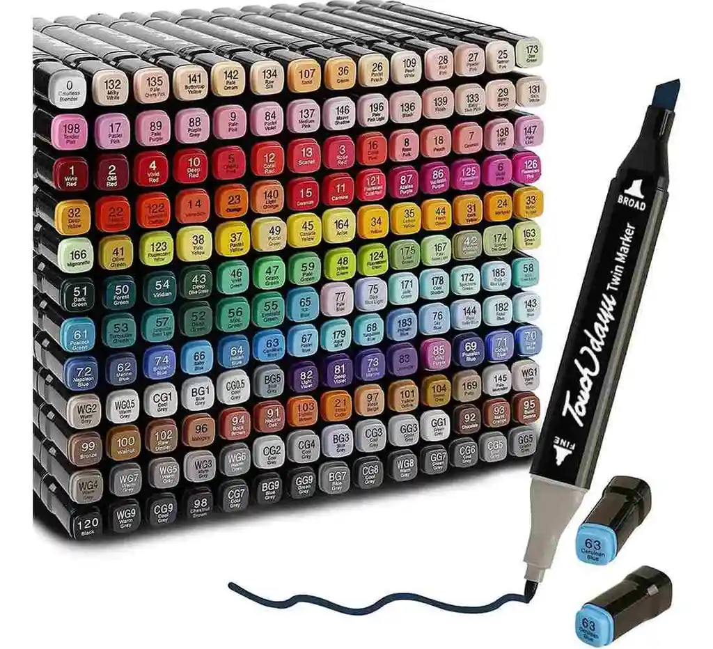 Marcadores Doble Punta Plumones Punta Pincel 168 Colores