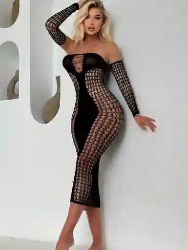 Lencería De Malla Brillante Para Mujer, Lencería Sexy De Malla Con Diamantes De Imitación,