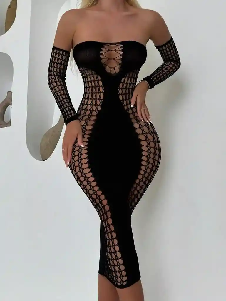 Lencería De Malla Brillante Para Mujer, Lencería Sexy De Malla Con Diamantes De Imitación,