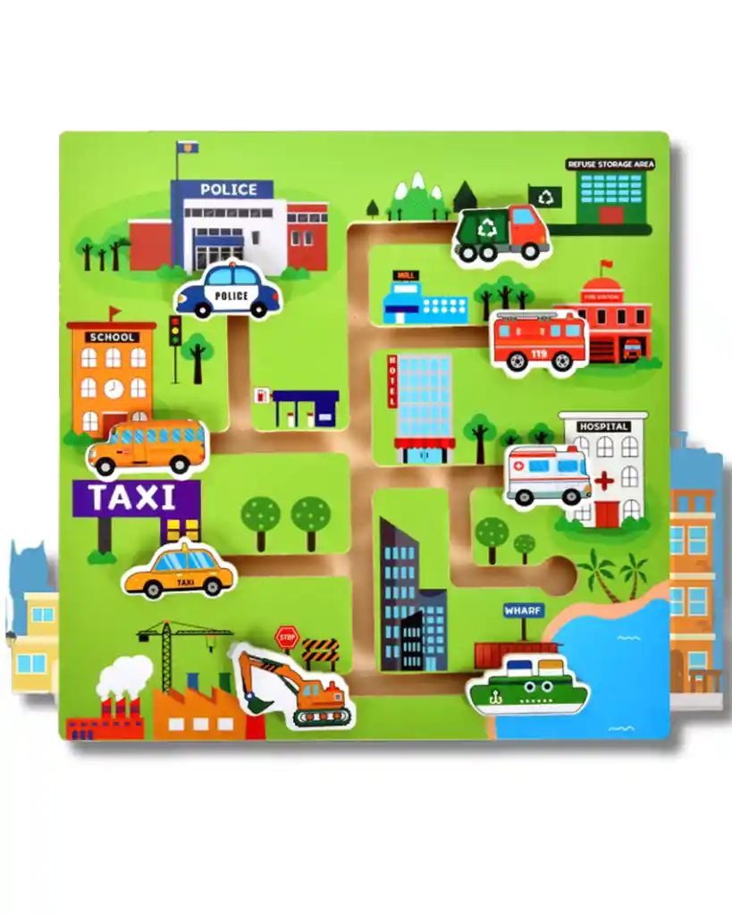 Rompecabezas Laberinto De Vehículos De Ciudad