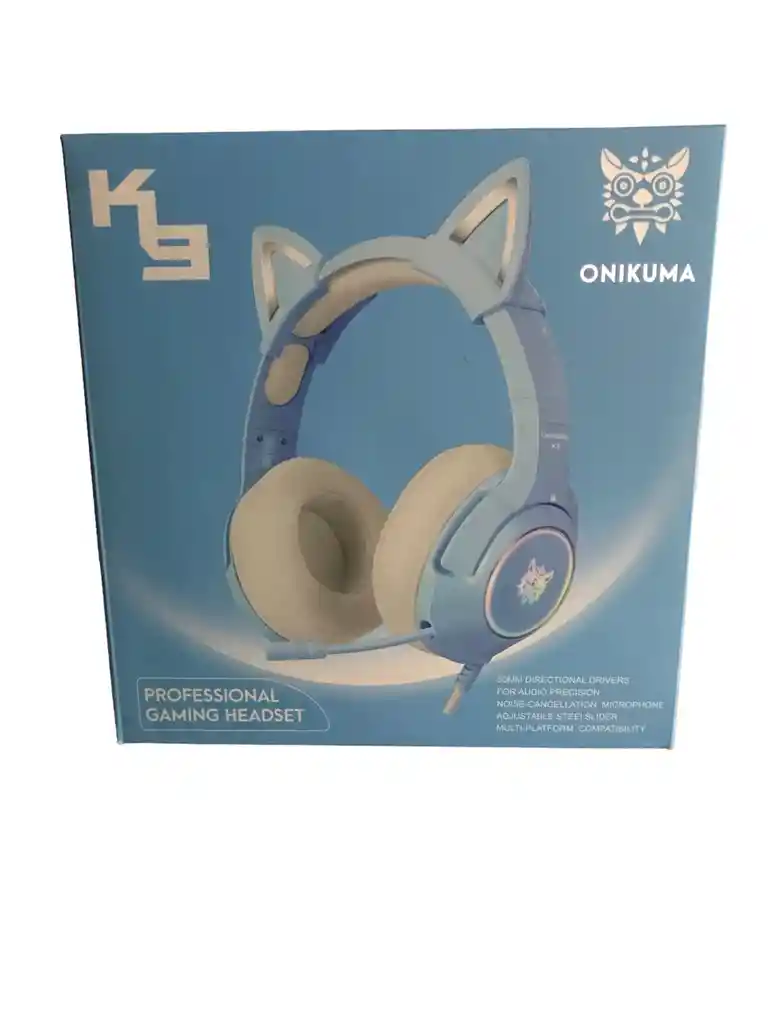 Diadema Gamer K9 Azul Orejas De Gato Onikuma