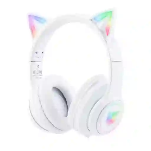 Audífonos Inalámbricos De Gato Blanco Onikuma B90 Luz Rgb