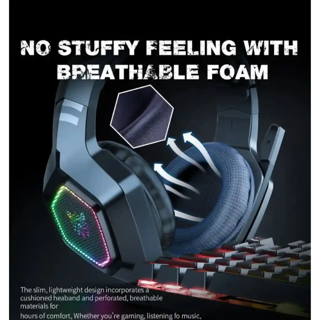 Rgb Audifonos Gamer Onikuma K10 Negro Con Luzled