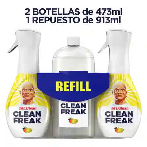 Mr. Clean Limpiador Multiusos Aroma Cítrico 2 Botellas Y Refill / 1.86 L