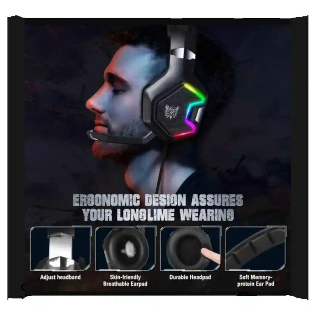 Diadema Auriculares Para Videojuegos Onikuma K10 Pro Luz Led