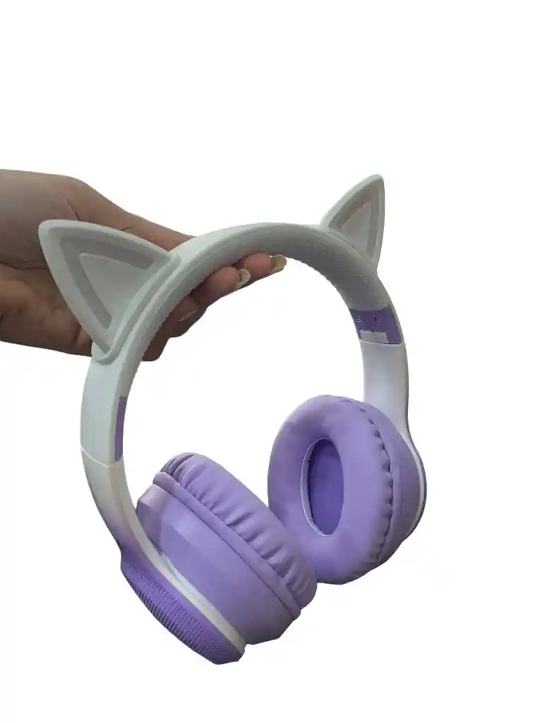 Diadema Bluetooth Orejas De Gato Morada Con Luces Epik