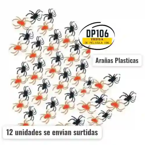 Arañas Plasticas Pequeñas Decoración Halloween X 12 Und
