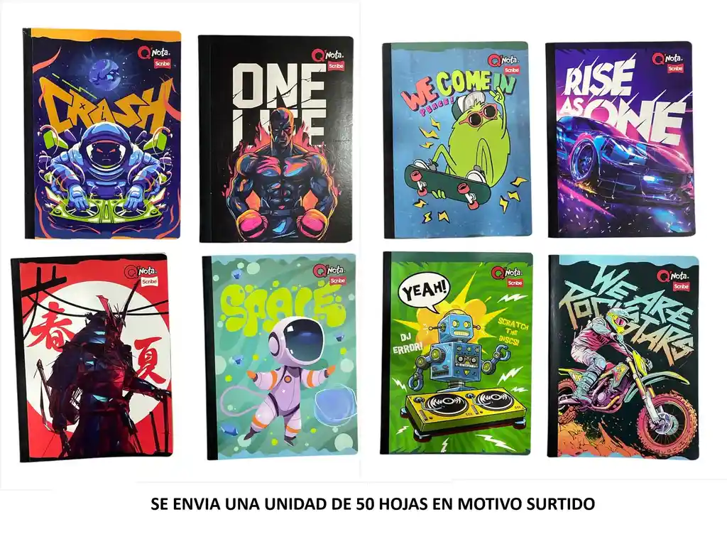 Cuaderno Cosido Para Niño Cuadriculado 50 Hojas Qnota Scribe Diseños Surtidos