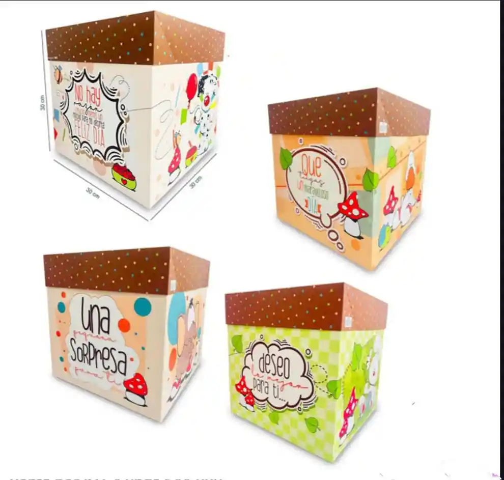 Caja Estampada De 30x30x30 Para Regalos