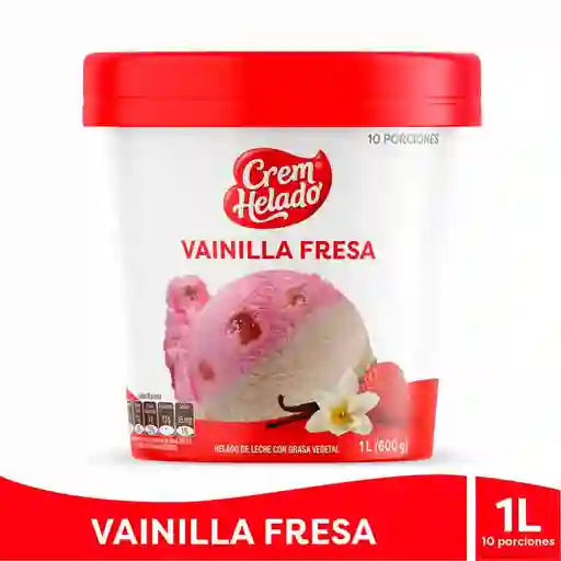 Litro De Helado Fresa Y Vainilla