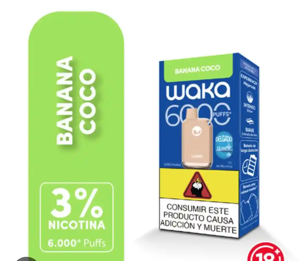 Waka Banana Coco 6000 Puffs 3% Nicotina