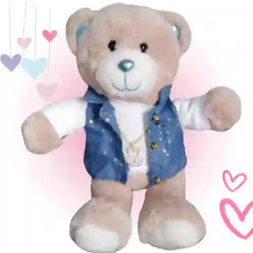 Peluche Oso Chaleco Crema 30cm