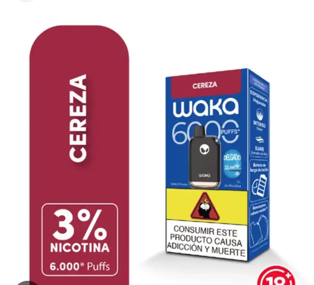 Waka Cereza 6000 Puffs 3% Nicotina