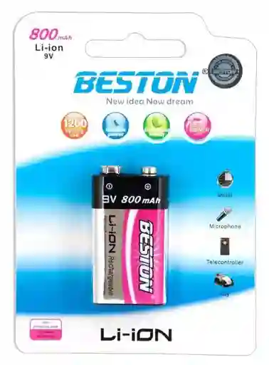 Bateria Pila Recargable 9v Voltios Beston 800mah Cuadrada