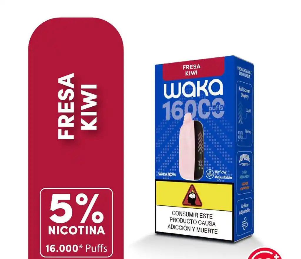 Waka Fresa Kiwi 16000 Puffs 5% Nicotina