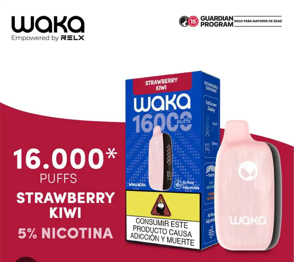 Waka Fresa Kiwi 16000 Puffs 5% Nicotina