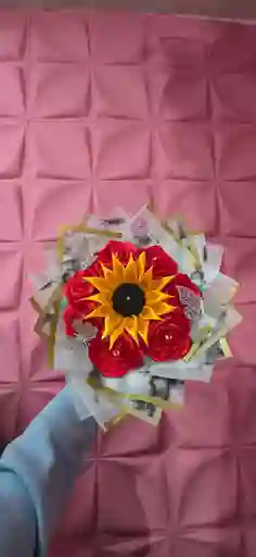 Girasol Con Rosa De Tela