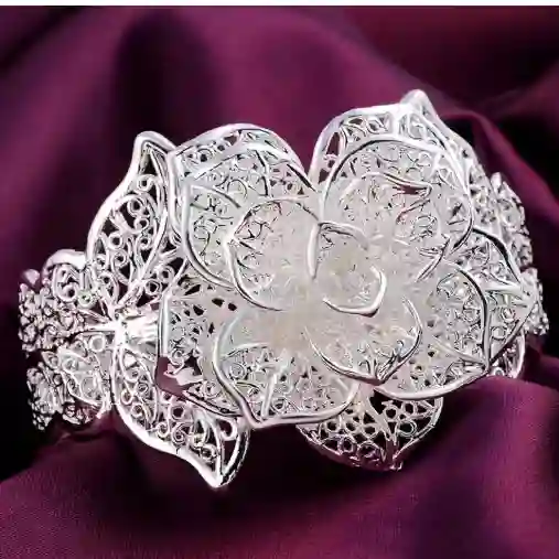 Pulsera De Rosa Graduable En Plata 925