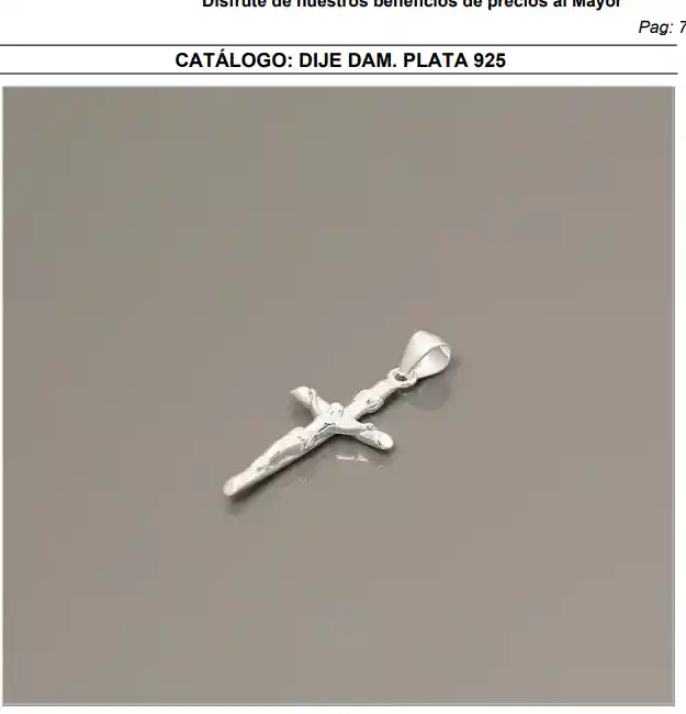 Dije De Collar Cruz Plata 925