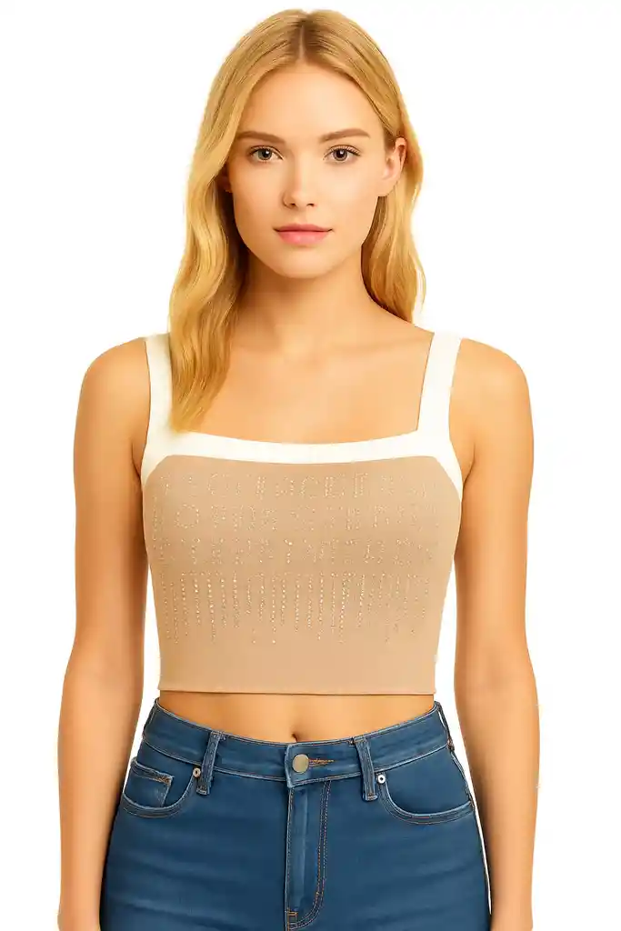 Top Tejido Con Cristales Talla Unica