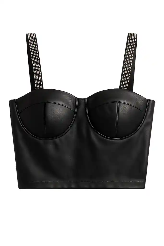 Top En Cuerina Azul Talla Unica