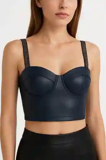 Top En Cuerina Negro Talla Unica