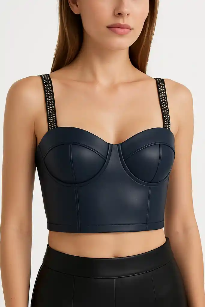Top En Cuerina Negro Talla Unica