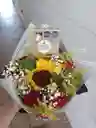 Ramo De Girasol Y Rosa Con Ferreros