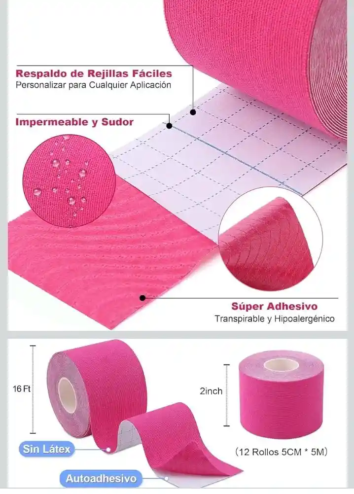 Cinta Kinesiológica Neuromuscular Kinesiotape De 5cm X 5 Metros (x1 Unidad)